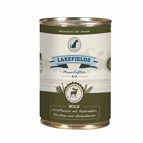 LAKEFIELDS MANUFAKTUR Nassfutter MENÜ WILD 59% Fleischanteil für Hunde (6x400g) gesunde, vollwertige und bekömmliche Mahlzeit von Lakefields