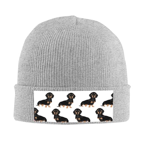 LAMAME Dackel Weiner Haustier Hunde gedruckt Mode Strickmütze Warme Wollmütze Casual Beanie Hut von LAMAME