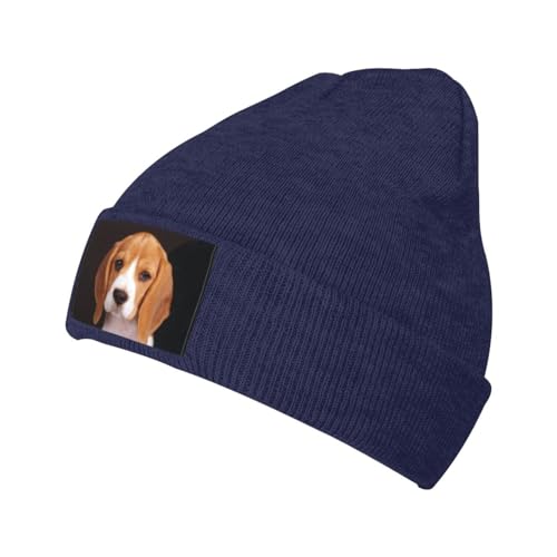 LAMAME Ovely Haustier-Hunde-Beagle-Strickfleece-Mütze, modische krempenlose Mütze, warme Beanies von LAMAME