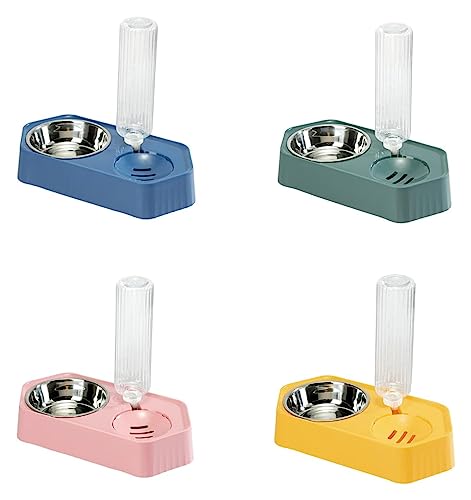2-in-1-Haustiergeschirr, Wassernapf for Hunde, auslaufsicherer Wasserspender, Kombi-Set, mehrfarbige Schüssel, Ersatz for Haustiernapf (Color : Yellow) von VEGA