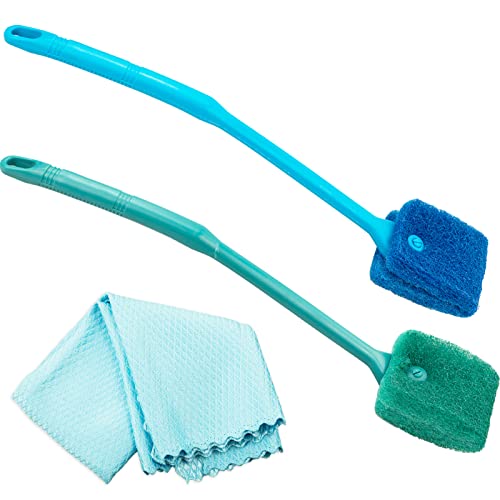 2 Stück Aquarium Scheibenreiniger Blau/Grün Schwamm Reiniger Doppelseitige Reinigungsschwamm Algen Reinigung Aquariumbürsten Sponge Cleaner für Fisch Tank Algen Entferner (zufälligen farbigen Lappen) von LAMXD