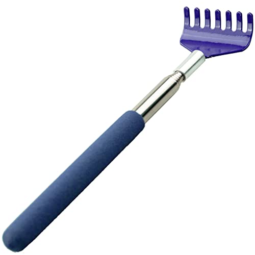 LAMXD Tragbarer, ausziehbarer Rückenkratzer, Massagegerät, Metall, kompaktes Design, 5 Abschnitte, 20–68 cm, Farbe: Blau von LAMXD