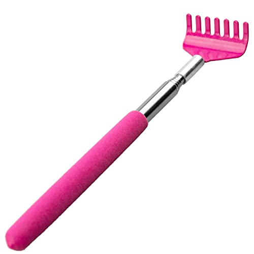 LAMXD Tragbarer, ausziehbarer Rückenkratzer, Massagegerät, Metall, kompaktes Design, 5 Abschnitte, 20–68 cm, Rosa von LAMXD