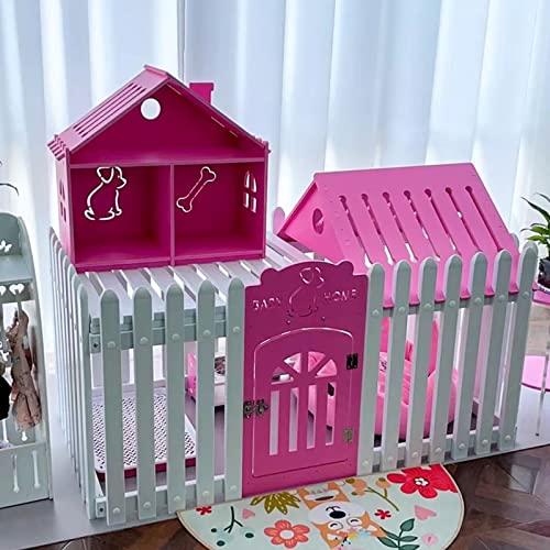 Haustier Katze und Hund Villa Plastikzaun Regal Indoor Kleiner Hundezaun Geeignet für Wohnzimmer Balkon Schlafzimmer (pink 100 * 70 * 63CM) von LANAZU