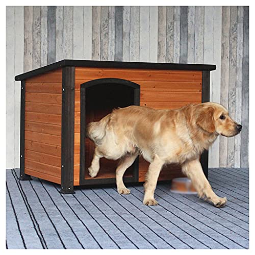 Hundehaus aus Holz für draußen, wetterfestes Haustier-Holzhaus, Garten-Haustiervilla, geeignet für kleine, mittelgroße und große Katzen und Hunde (45,66 × 33,07 × 32,221 cm) von LANAZU