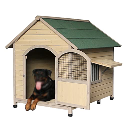 Hundehütte aus Holz, Hundehütte, Outdoor Großer Hundekäfig, Wetterfeste Hundehütte mit Tür, Geeignet für Kleine, Mittlere und Große Haustiere () von LANAZU