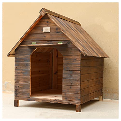 Hundehütte aus Holz für den Außenbereich, große Hundehütte, Haustier-Villa-Kiste, für alle Jahreszeiten geeignet, für den Innen- und Außenbereich geeignet (22.04×17.71×18.89in) von LANAZU