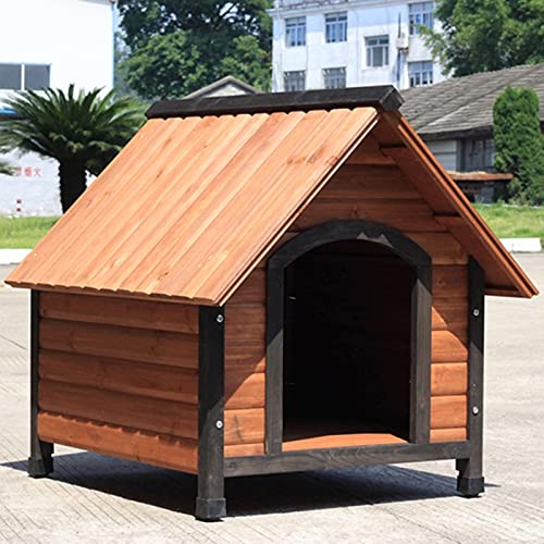 Hundehütte aus Holz für den Außenbereich, mit verstellbaren Füßen, wetterfest und isoliert, für kleine bis mittelgroße Haustiere von LANAZU