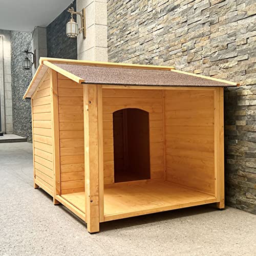 Hundehütte aus Massivholz für den Außenbereich, Hundekäfig, Hundehütte, kleine und mittelgroße Hundehütte, geeignet für den Außenbereich (95 * 74 * 71CM) von LANAZU