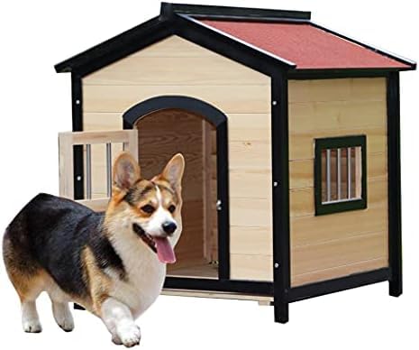 Hundehütte für draußen, Hundehütte aus Holz, wetterfester Hundekäfig, geeignet für alle Jahreszeiten, geeignet für kleine Haustiere von LANAZU