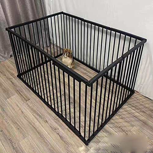 Hundezaun Pet Guardrail Achteckiger Zaun Hundekäfig Indoor Kleine Hundehütte Geeignet für Wohnzimmer Balkon Schlafzimmer (Black 48 * 48 * 68CM) von LANAZU