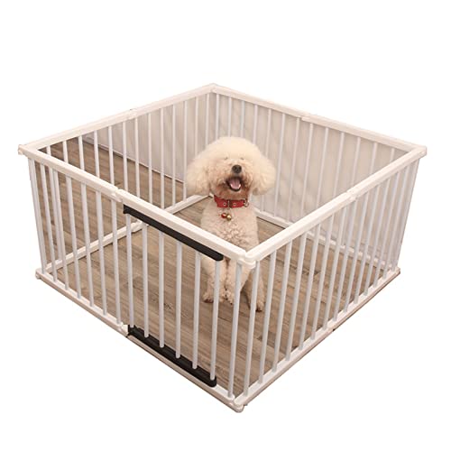 Hundezaun Pet Guardrail Achteckiger Zaun Hundekäfig Indoor Kleine Hundehütte Geeignet für Wohnzimmer Balkon Schlafzimmer (White 48 * 48 * 68CM) von LANAZU