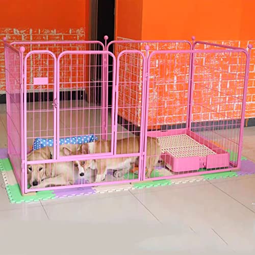 Hundezaun Zaun kleine, mittlere und große Hunde Indoor Anti-Jailbreak Outdoor eingezäunter Hundekäfig geeignet für drinnen und draußen (pink 200 * 100 * 120CM) von LANAZU