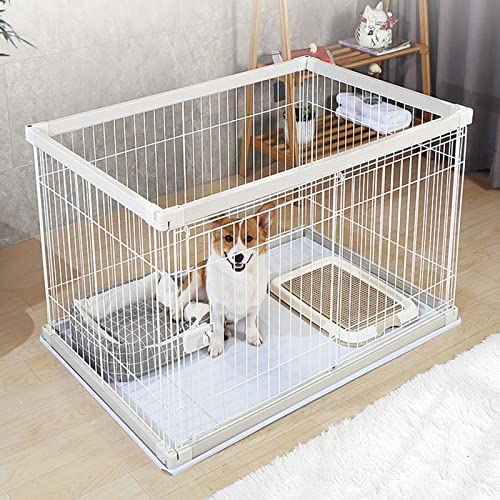 Katze Hundekäfig Mittlerer und Kleiner Hundekäfig Hundezaun Haustier Indoor Hundezaun Geeignet für Wohnzimmer Balkon Schlafzimmer (White 120 * 80 * 71cm) von LANAZU