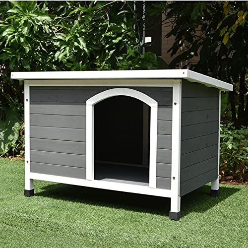 Kleine und mittelgroße Hundehütte für den Außenbereich, universelles, regenfestes, warmes Haustiernest aus Holz, geeignet für den Garten im Freien (A 116 * 82 * 79CM) von LANAZU
