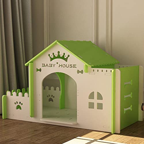 Kleine und mittelgroße Hundehütte für den Innenbereich, Katze, Hund, Villa, abnehmbares und waschbares Haustiernest, geeignet für Wohnzimmer, Balkon, Schlafzimmer (Green 38 * 86 * 57CM) von LANAZU