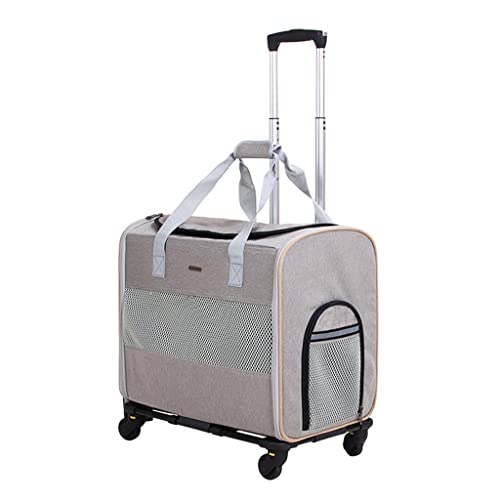 Multifunktionale Trolley-Tasche, Haustier-Reiserucksack, faltbare Katzen- und Hunde-Reise-Transportbox, geeignet für kleine Haustiere (Braun) von LANAZU