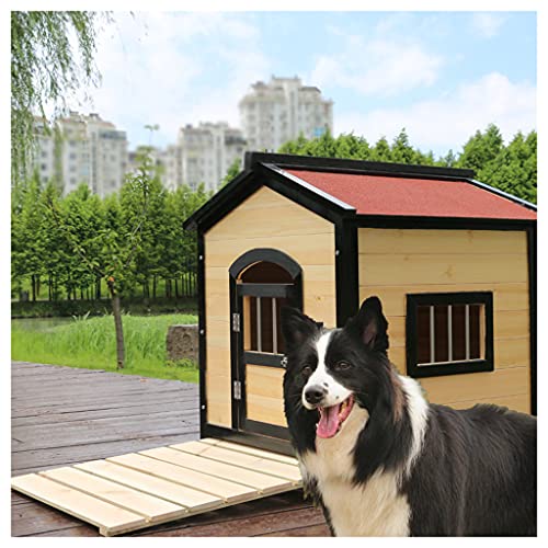 Outdoor Hundehütte Holz Pflegeleicht Hundehaus Garten Haustiervilla Geeignet für kleine und mittelgroße Hunde von LANAZU