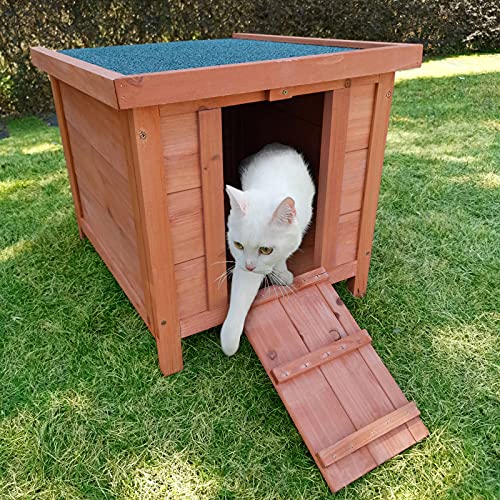 Outdoor isolierte Hundehütte aus Holz, wetterfeste Hundehütte, geeignet für alle Jahreszeiten, geeignet für kleine Haustiere, Hunde und Katzen von LANAZU