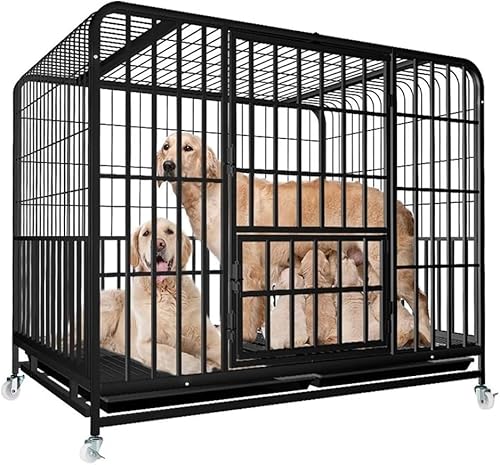 Stahl Hundekäfige Indoor Outdoor Faltbare Transportkäfige für Haustiere, Katzen- und Hundekisten, geeignet für mittelgroße und große Haustiere (124 * 92 * 106) von LANAZU