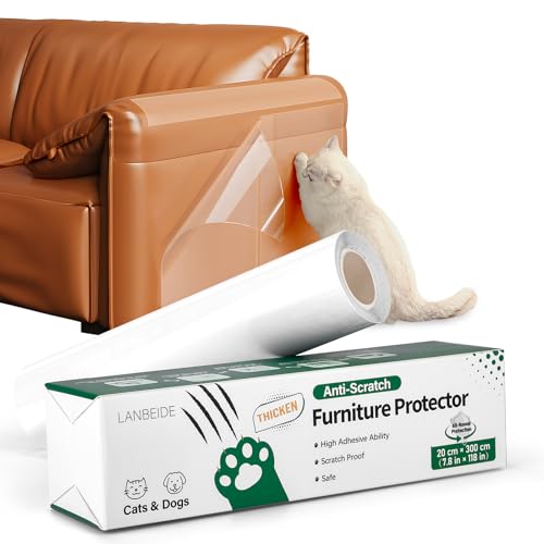 LANBEIDE Kratzschutz Sofa Katze,Kratzschutz Katze Tape Kunststoffabdeckung Selbstklebend Klar Flexibel Sofa Guard Einseitig Klebend Abschreckend Training Tape (20cmx3m) von LANBEIDE