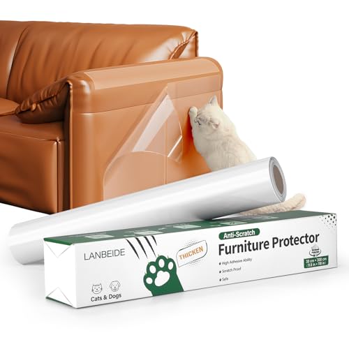 LANBEIDE Kratzschutz Sofa Katze,Kratzschutz Katze Tape Kunststoffabdeckung Selbstklebend Klar Flexibel Sofa Guard Einseitig Klebend Abschreckend Training Tape (30cmx3m) von LANBEIDE