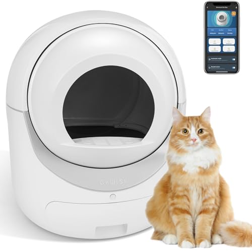 Automatische selbstreinigende Katzentoilette, Katzenklo Selbstreinigend, intelligente App-Steuerung, Geruchsentfernung, Sicherheitsschutz, Automatische Elektrisches Katzenklo für mehrere Katzen, weiß von LANDCROOSSERS