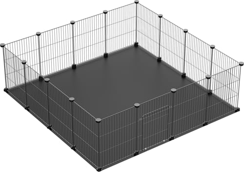 PILIN Black Metal Wire Aufbewahrungswürfel Organizer, DIY Kleintierkäfig für Kaninchen, Meerschweinchen, Welpe | Pet Products Tragbarer Metalldraht-Hofzaun 134x134x34 von LANGXUN