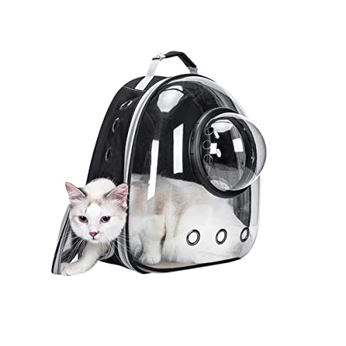 LANMOU Katzenrucksack bis 12kg Raumkapsel Haustier Rucksack Belüften Großer Tragbare Hunderucksack Katzenrucksack mit Vornes Transparentes Fenster und Innerer Sicherheitsleine von LANMOU