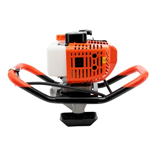 LANNADD 52CC 2-Takt Benzin Erdbohrer, Zaun Post Hole Borer Bodenbohrer, Erdlochbohrer Motor Pfahlbohrer Zum Bohren Von Löchern In Schutt (Orange+Schwarz von LANNADD