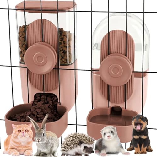 1L Kaninchen Futter Wasserspender, Kleintiere Haustier Futterspender und Bewässerungs-Set Hängende Automatische Futterwasserschale für Käfig, Fütterungswasserstation für kleine Hunde, Katzen, von LANYOTA