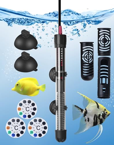 LAOYE Aquarium Heizung 120L Aquarium Heizstab 100W Temperatur Einsatellbar Aquarium Heizer mit Kontrollleuchte Saugnäpfen Schutzhülle Aquariumheizer für Aquarien Fischtanks, 20-34°C, 100W von LAOYE