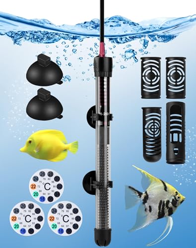 LAOYE Aquarium Heizung 200L Aquarium Heizstab 200W Temperatur Einsatellbar Aquarium Heizer mit Kontrollleuchte Saugnäpfen Schutzhülle Aquariumheizer für Aquarien Fischtanks, 20-34°C, 200W von LAOYE