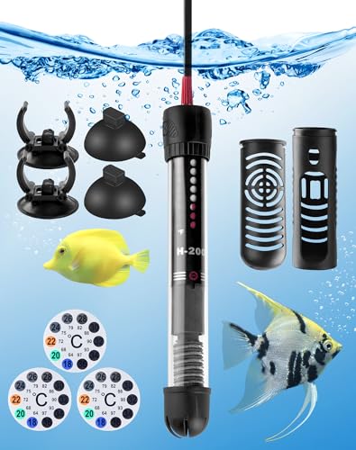 LAOYE Aquarium Heizung 30L Aquarium Heizstab 25W Temperatur Einsatellbar Aquarium Heizer mit Kontrollleuchte Saugnäpfen Schutzhülle Aquariumheizer für Aquarien Fischtanks, 20-34°C, 25W von LAOYE