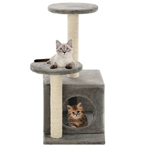 Katzenbaum mit Sisal-Kratzsäulen, LAPOOH Katzenkratzbaum, Katzenmöbel, Kratztonne Für Katzen, Aktivitätskratzbäume, Cat Scratching Post, Katzen Zubehör, 60 cm Grau von LAPOOH