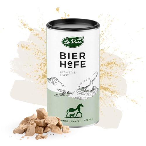 LaPura Bierhefe für Hund, Katze, Pferd, reich an Omega 3 und 6 Fettsäuren, 100% rein ohne Zusatzstoffe, auch ideale Barf Ergänzung, 250 g Pulver von LAPURA