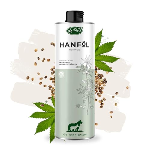 LaPura Hanföl für Hunde & Katzen, wertvolle Omega 3 und Omega 6 Fettsäuren, Vitamin E, kaltgepresst, idealer Barf-Zusatz, Futteröl aus Hanfsamen 1 l von LAPURA