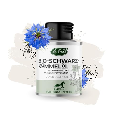 LaPura Schwarzkümmelöl Bio für Hund & Pferd für glänzendes Fell, zur Stärkung von Immunsystem & Verdauung, optimale Barf-Ergänzung, Futteröl 100 ml von LAPURA