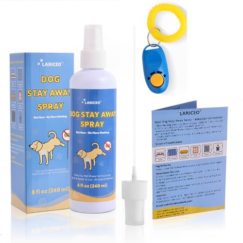 LARICEO 237 ml Dog Stay Away – Sicheres Hundeabwehrspray zum Pinkeln – Erzielen Sie effektives Haustiertraining – Dog Stop Peeing Training Spray – Not Here Hundespray von LARICEO