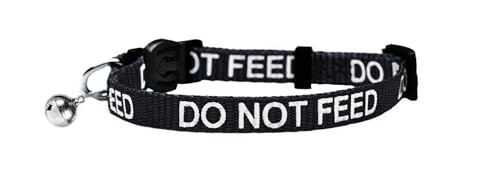 LARRYROO Katzenhalsband mit Aufdruck "Do Not Feed", weiches Nylon und Sicherheitsschnalle, Schwarz von LARRYROO