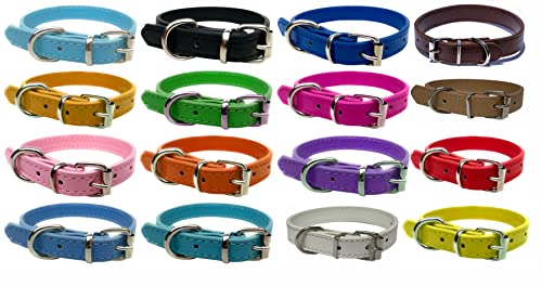 Robustes Hundehalsband aus Leder für Welpen, Katzen, Kätzchen, Hunde, für kleine, mittelgroße und große Haustierhalsbänder, Größe S (27 cm – 33 cm Halsumfang), Dunkelbraun von LARRYROO