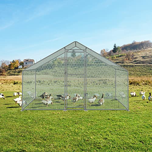 LARS360 Freilaufgehege Hühnerstall 3x2x2m Außenzaun, beschichtetes PE-Schattendach, verzinkter Stahlrahmen, verwendet für Hühner, Geflügelställe, Vogelkäfige, Kleintiere, Silber von LARS360