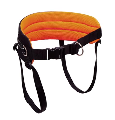 LASALINE Bauchgurt für Hundeleine Canicross Dogtrekking Ski-Jöring Touren Hundesport mit Beinschlaufen in Schwarz Neonorange von LASALINE