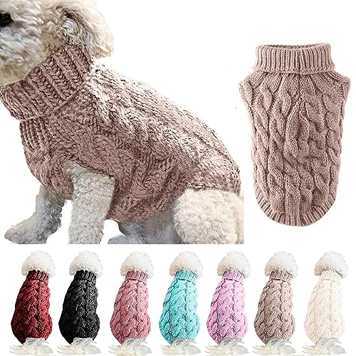 LASIEYO Hundepullover,Kleine Hunde Rollkragen Strickpullover Winter Warmer Hund Pullover Haustier Warme Pullover für Kleine Hunde(M) von LASIEYO