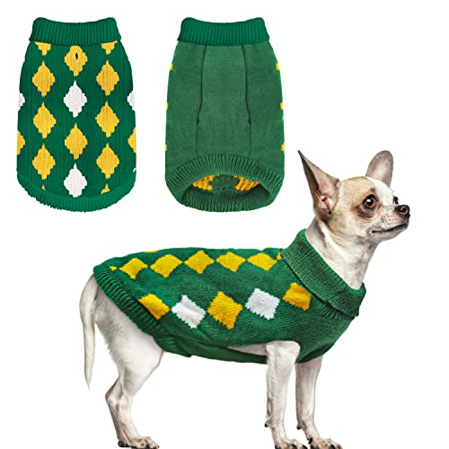 Hundepullover Strickwaren Hund Warme Winterkleidung für große Hunde Katzen Welpen Klassisch Grün Plaid Rollkragen Strickkleidung für Jungen Mädchen Hunde Geschenk für Hunde in Weihnachten Neujahr von LASTMINVIN