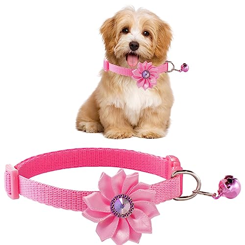 Blumenhalsband, Fliege, 19 cm, mehrfarbig, Haustierhalsband mit Glöckchen für Cosplay-Zubehör, Fliege, Charm-Blume für Welpenhalsband, Haustier-Hundehalsband, für Katzen, kleine und mittelgroße Hunde von LATAFA