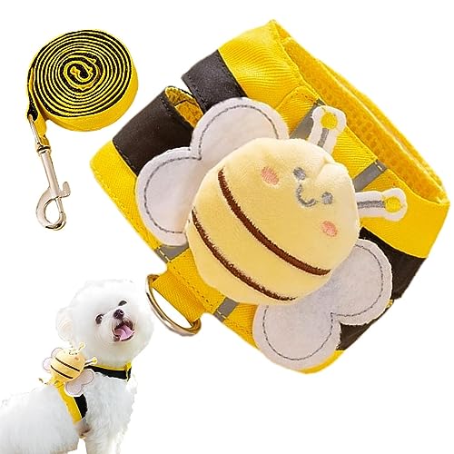 Hund mit niedlichem Bienen-Design, Welpengeschirr mit niedlichem Bienen-Design, Hundegeschirr-Set für Hunde, Welpen, Katzen, Outdoor, Hundeweste für mittelgroße Hunde, kein Ziehen, Hundegeschirr und von LATAFA