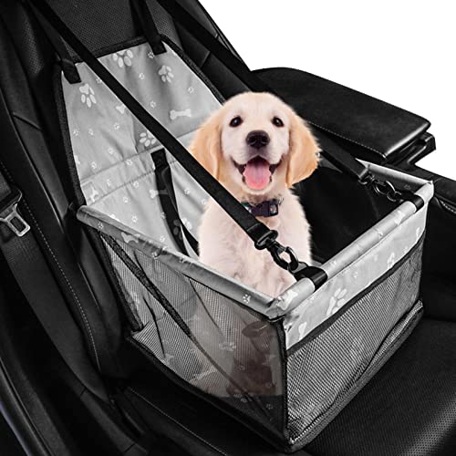 Hunde Autositz Booster Carrier, Haustier Auto Booster Hund Autositz Reisebett Hundesitz Wasserdicht Booster Sitz Welpe Sicherheitsgurt Faltbarer Sicherheitskorb Sitz Reise Carrier Käfig Reise von LATAFA