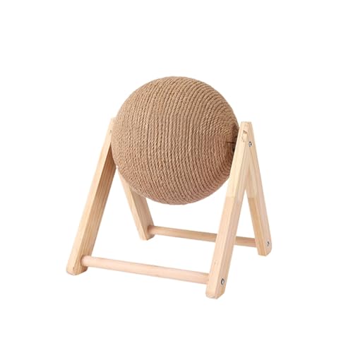 Katzenkratzspielzeug mit Ball, Katzenkratzspielzeug mit drehbarem Ball, Natursisalseil Katzenkratzspielzeug, Katzenkratzball, Katzenkratzball Spielzeug, Holz Kratzball für alle Katzen Kratzbälle von LATAFA