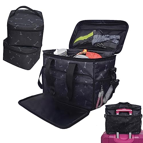 LATAFA Mobile Hundeausrüstung, Hundetasche mit Gepäckhülle, Reisetaschenset für Hunde, Reisetasche für Haustierzubehör, Reisetasche für unterwegs für kleine Hunde von LATAFA